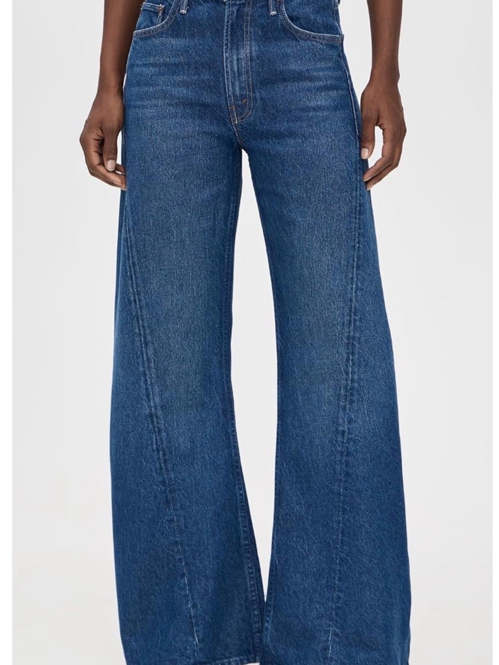 MOTHER High-Rise Wide-Leg Jeans - Dark Blue Denim - Picture 2 of 7